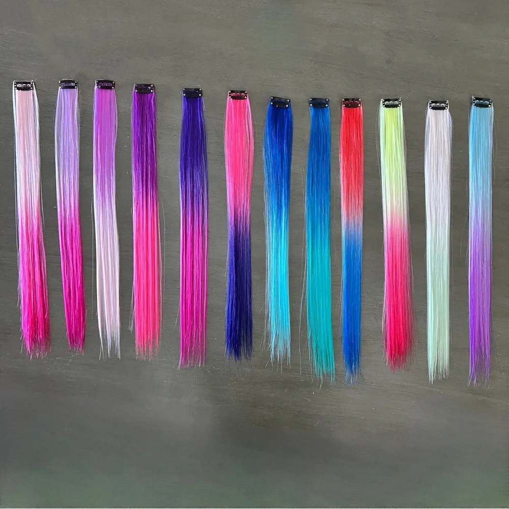 Ombre Neon Pastel Green & Hot Pink Temporary Clip In Comb 18